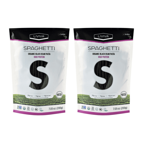 Liviva Organic Black Bean Protein Pasta - Spaghetti, 7.05 oz (Pack - 2)