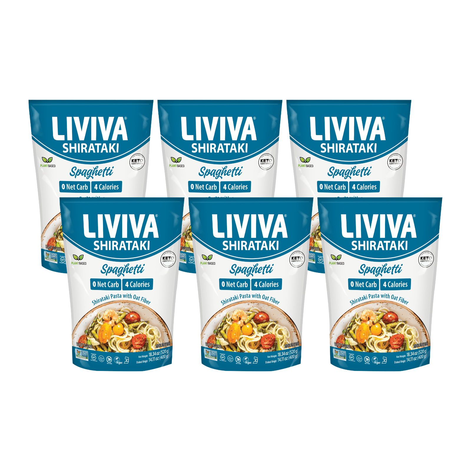 Liviva Organic Premium Shirataki Protein Pasta - Penne with Oat Fiber Size: 6 Bags