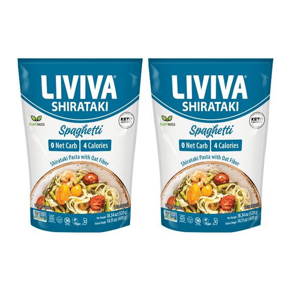 Liviva Organic Premium Shirataki Protein Pasta - Spaghetti with Oat Fiber, 14.11 oz (Pack - 2)