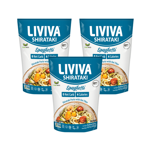 Liviva Organic Premium Shirataki Protein Pasta - Spaghetti with Oat Fiber Size: 3 Bags
