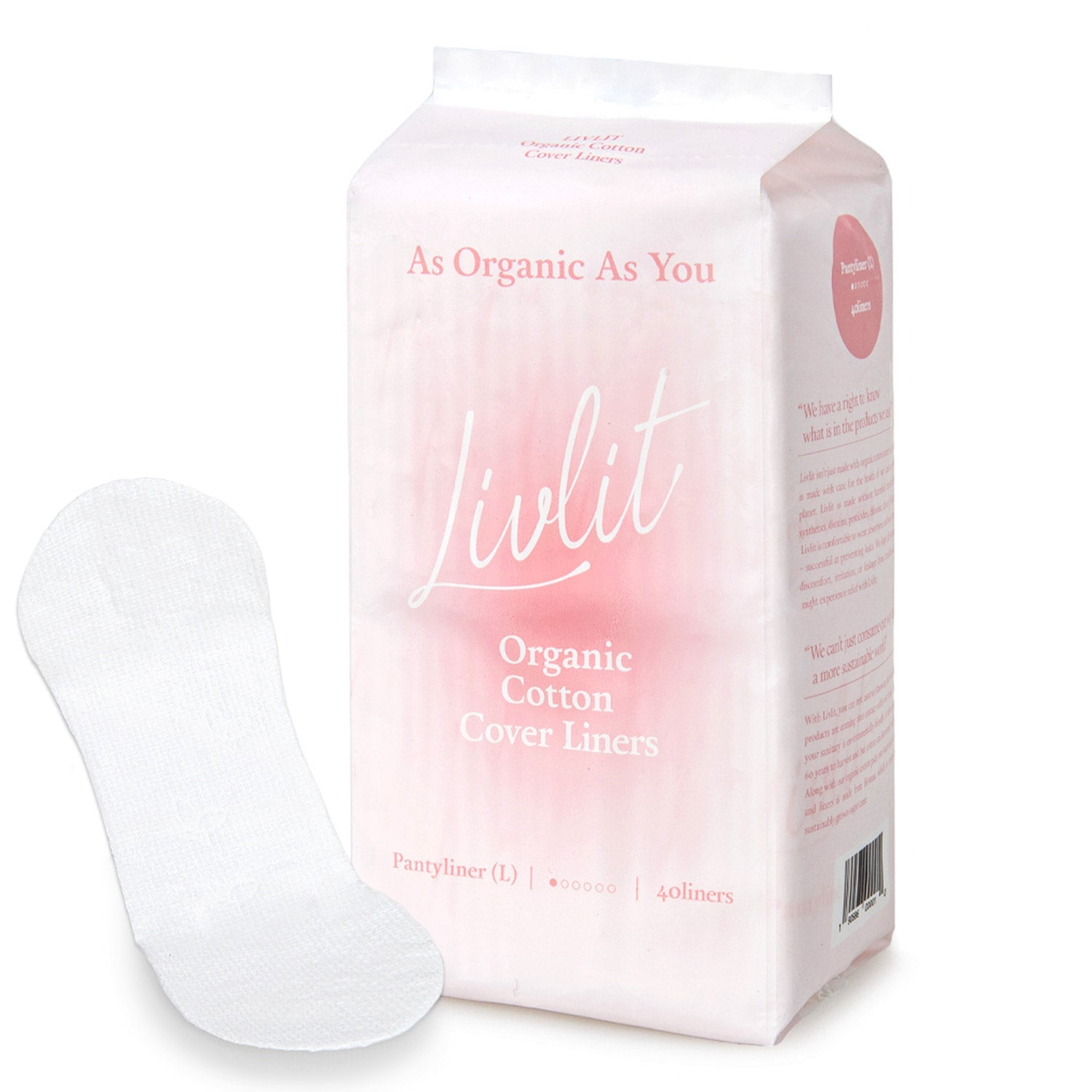 Rael Organic Cotton Long Panty Liners, 40ct - Unscented, Chlorine Free,  Pantiliners - Natural, Daily Pantyliners 