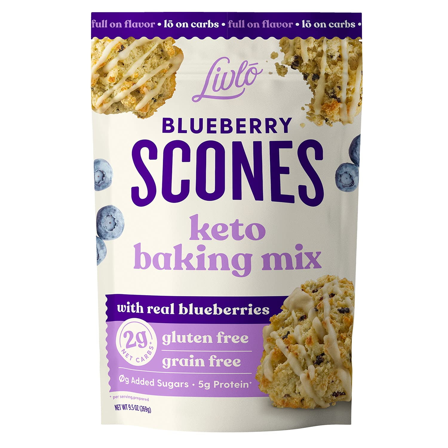 Livlo Blueberry Scone Keto YPF5 Baking Mix Low Carb Snack 2g Net
