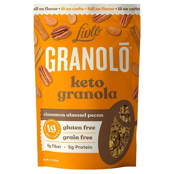 Livlo Food Co Keto Low-Carb Granola Cereal | Gluten-Free Nut Snacks | 11 oz, 9 Servings