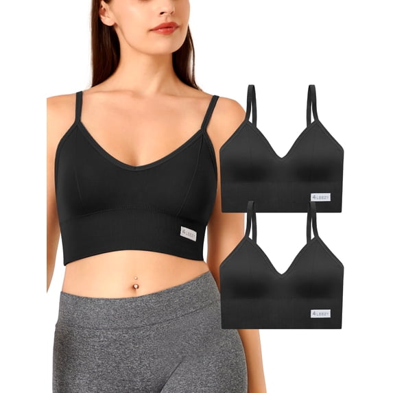 Livona 2 Pack Sports Bras for Women- Wireless Soft Workout Bra, Padded ...