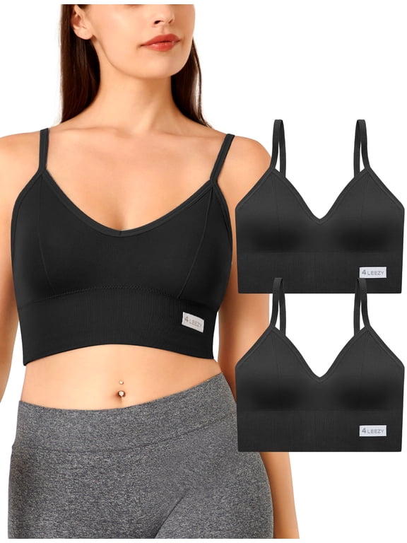 2 Pack Sports Bras for Women- Wireless Soft Workout Bra, Padded Fitness Bralette, Comfort Crop Cami Tank S-XXL