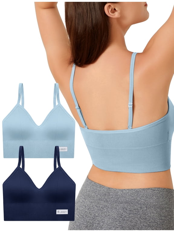 2 Pack Sports Bras for Women- Wireless Soft Workout Bra, Padded Fitness Bralette, Comfort Crop Cami Tank S-XXL