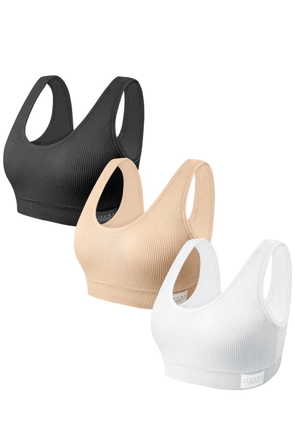 3-Pack Seamless Bralette Set - Soft Training Bras & Sports Bras for Teens, Comfortable Wire-Free Bras for Girls