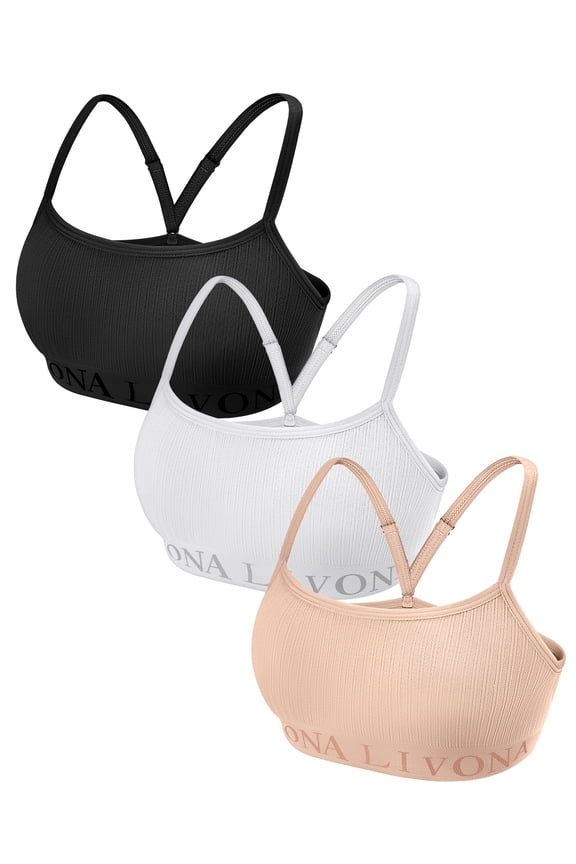 3-Pack Seamless Bralette Set - Soft Training Bras & Sports Bras for Teens, Comfortable Wire-Free Bras for Girls