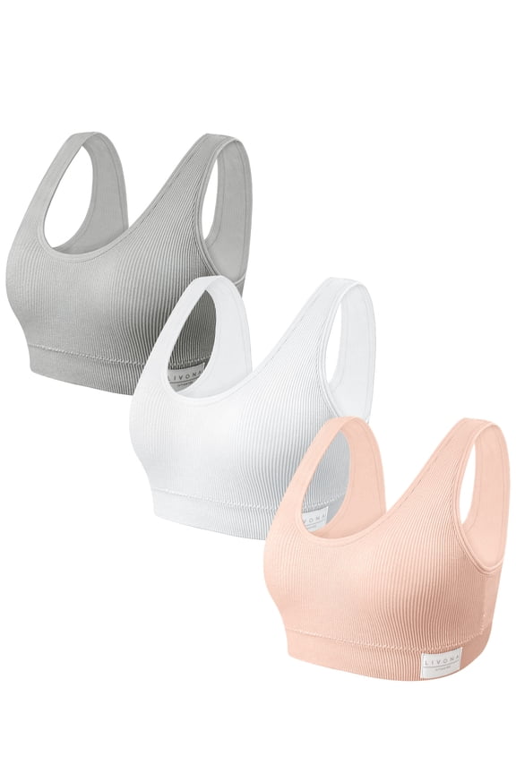 3-Pack Seamless Bralette Set - Soft Training Bras & Sports Bras for Teens, Comfortable Wire-Free Bras for Girls