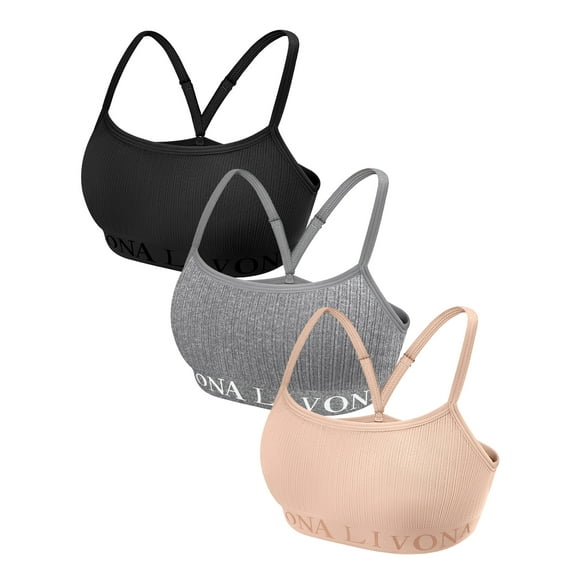 Livona 3-Pack Seamless Bralette Set - Soft Training Bras & Sports Bras for Teens, Comfortable Wire-Free Bras for Girls