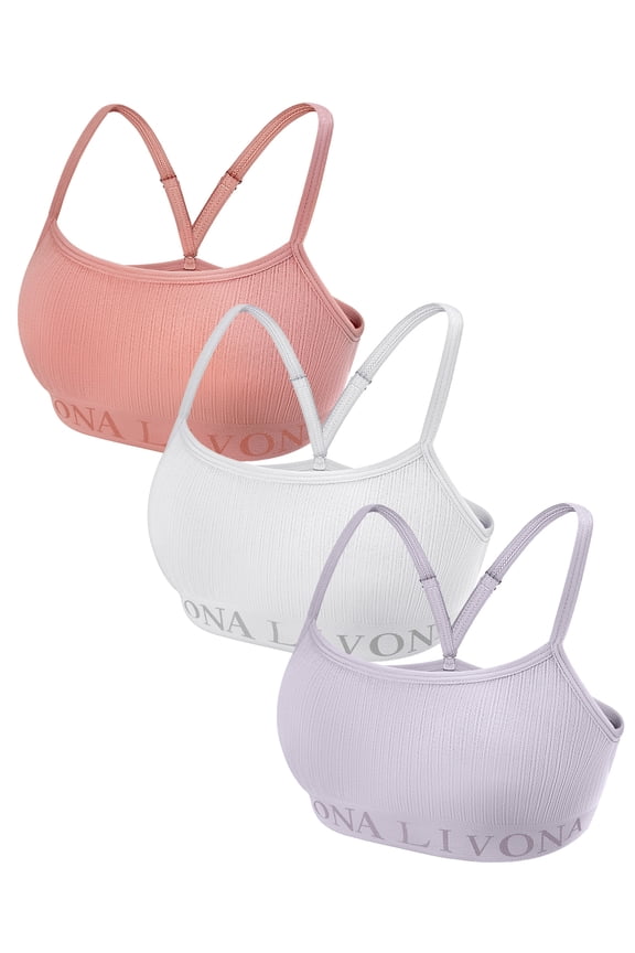 3-Pack Seamless Bralette Set - Soft Training Bras & Sports Bras for Teens, Comfortable Wire-Free Bras for Girls