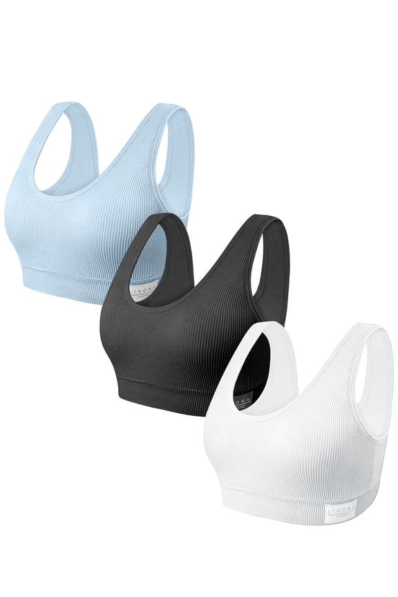 3-Pack Seamless Bralette Set - Soft Training Bras & Sports Bras for Teens, Comfortable Wire-Free Bras for Girls