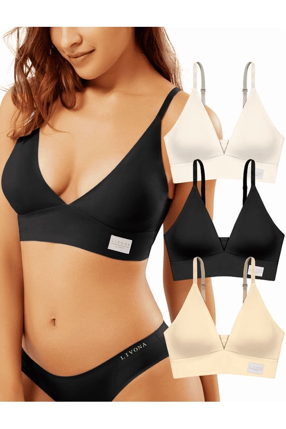 Bras for Women - 3 Pack Sports Bra Bralettes with Support Workout Tops Wireless Bra Cami Crop Tank Tops S-XXL