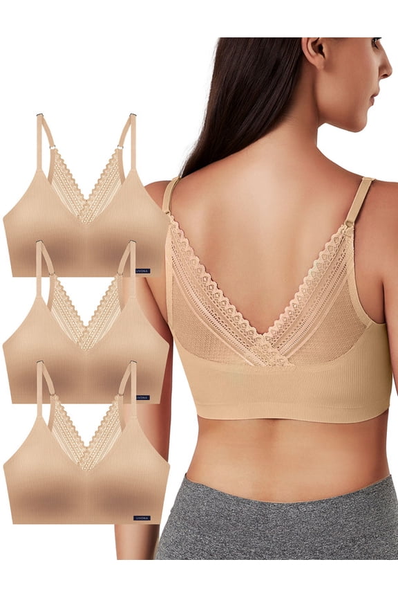 Lace Bralette for Women - Comfort Sports Bra Wireless Padded Bralette with Support Workout Tops Cami Crop S-XXL