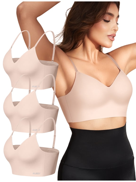 Push Up Wireless Bras for Women Longline Everyday Bra, Classic T-Shirt Bra for Natural Lift and Comfort,Sleep Bralette