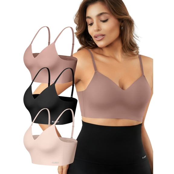 Livona Push Up Wireless Bras for Women Longline Everyday Bra, Classic T-Shirt Bra for Natural Lift and Comfort,Sleep Bralette