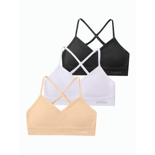 Livona Racerback Training Bra for Girls- 3 Pack Seamless Sports Bra, Padded Everyday Bra Bralette,Crop Cami Tank Top (6-14)