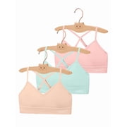 Racerback Training Bra for Girls- 3 Pack Seamless Sports Bra, Padded Everyday Bra Bralette,Crop Cami Tank Top (6-14)