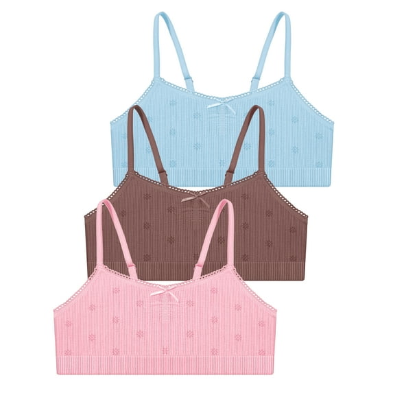 Livona Racerback Training Bra for Girls- 6 Pack Seamless Sports Bra, Padded Everyday Bra Bralette,Crop Cami Tank Top (6-14)