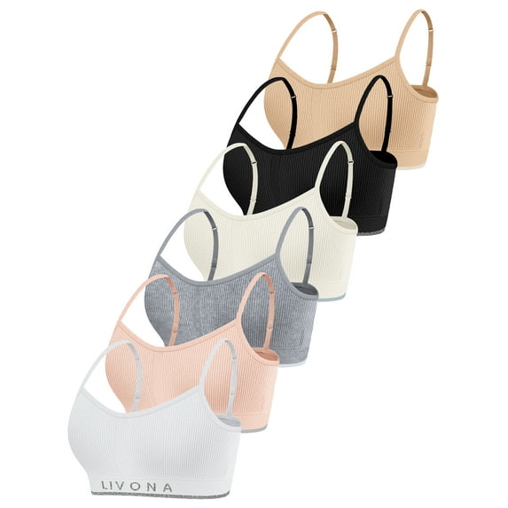 Livona Training Bras for Girls-Sports Bra for Teen Wireless Fitness Padded Everyday Bralette Crop Cami Tank Top(6-33)