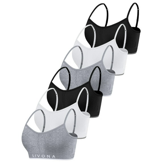 Livona Training Bras for Girls-Sports Bra for Teen Wireless Fitness Padded Everyday Bralette Crop Cami Tank Top(6-39)