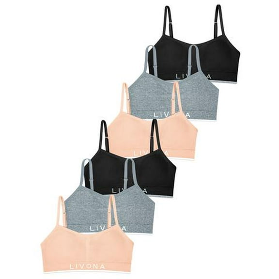 Livona Training Bras for Girls-Sports Bra for Teen Wireless Fitness Padded Everyday Bralette Crop Cami Tank Top(6-51)
