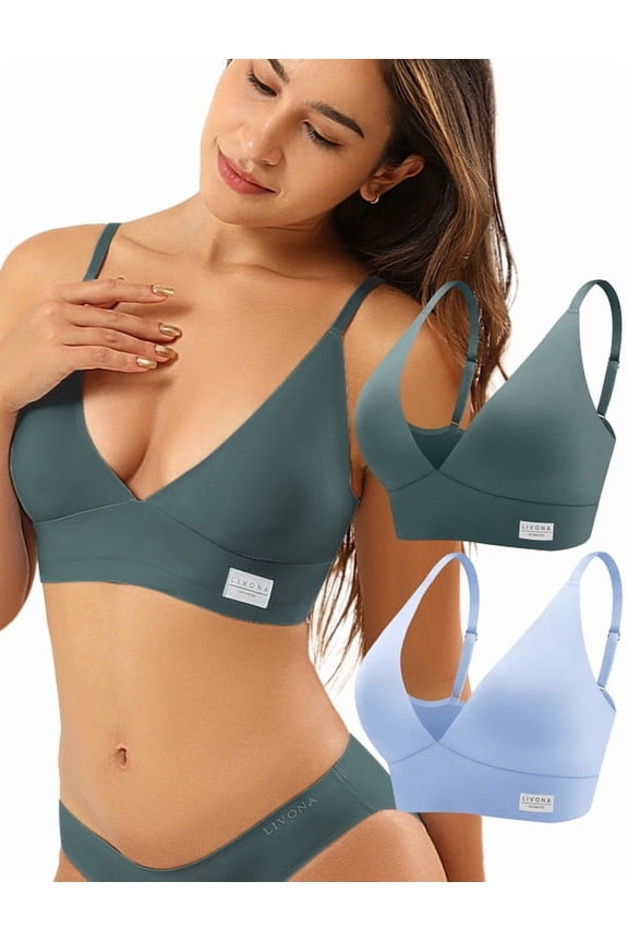 Wireless Bra for Women - Sports V-neck Comfortable Padded Bralette with Support Workout Tops Cami Crop Tank Tops S-XXL