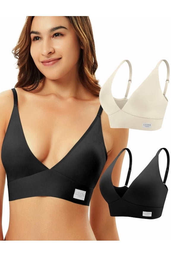 Wireless Bra for Women - Sports V-neck Comfortable Padded Bralette with Support Workout Tops Cami Crop Tank Tops S-XXL