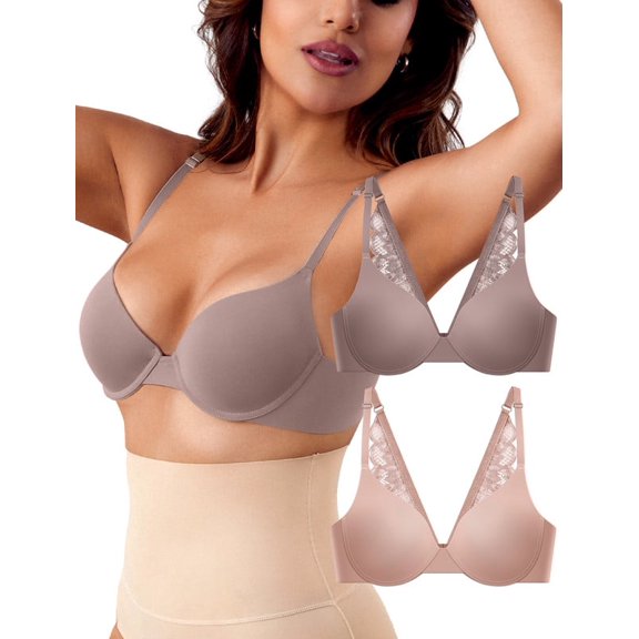 Livona Women's Full Coverage Laser Push Up Bra With Back Lace Support work out T-Shirt/Tank Top Bra