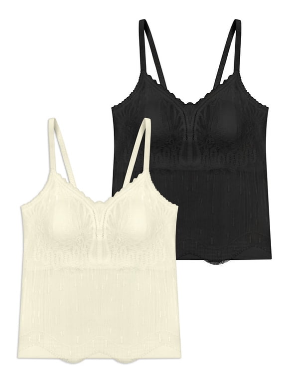 Women's Lace Cami Top - Adjustable Spaghetti Straps Wireless Comfort Padded Tank for Sleep Lounge