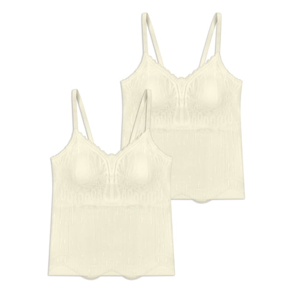 Livona Women's Lace Cami Top - Adjustable Spaghetti Straps Wireless Comfort Padded Tank for Sleep Lounge