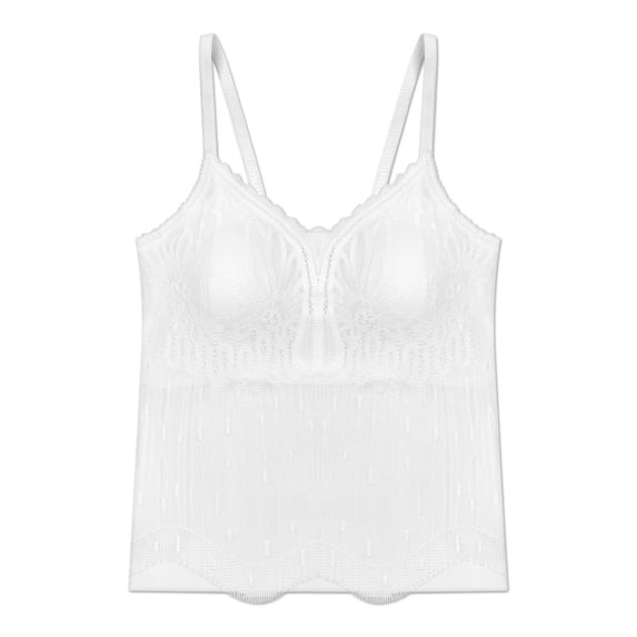 Livona Women's Lace Cami Top - Adjustable Spaghetti Straps Wireless Comfort Padded Tank for Sleep Lounge
