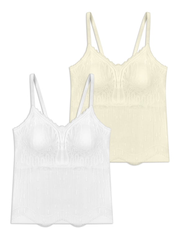 Women's Lace Cami Top - Adjustable Spaghetti Straps Wireless Comfort Padded Tank for Sleep Lounge