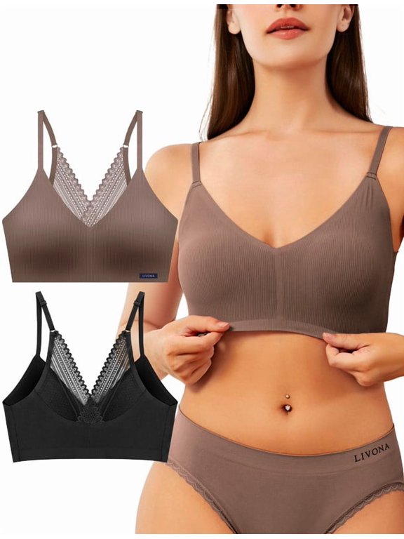 Women's Laser Cut Lace Bralette with Removable Pads | Comfort Wireless Bra | Adjustable Straps for Perfect Fit