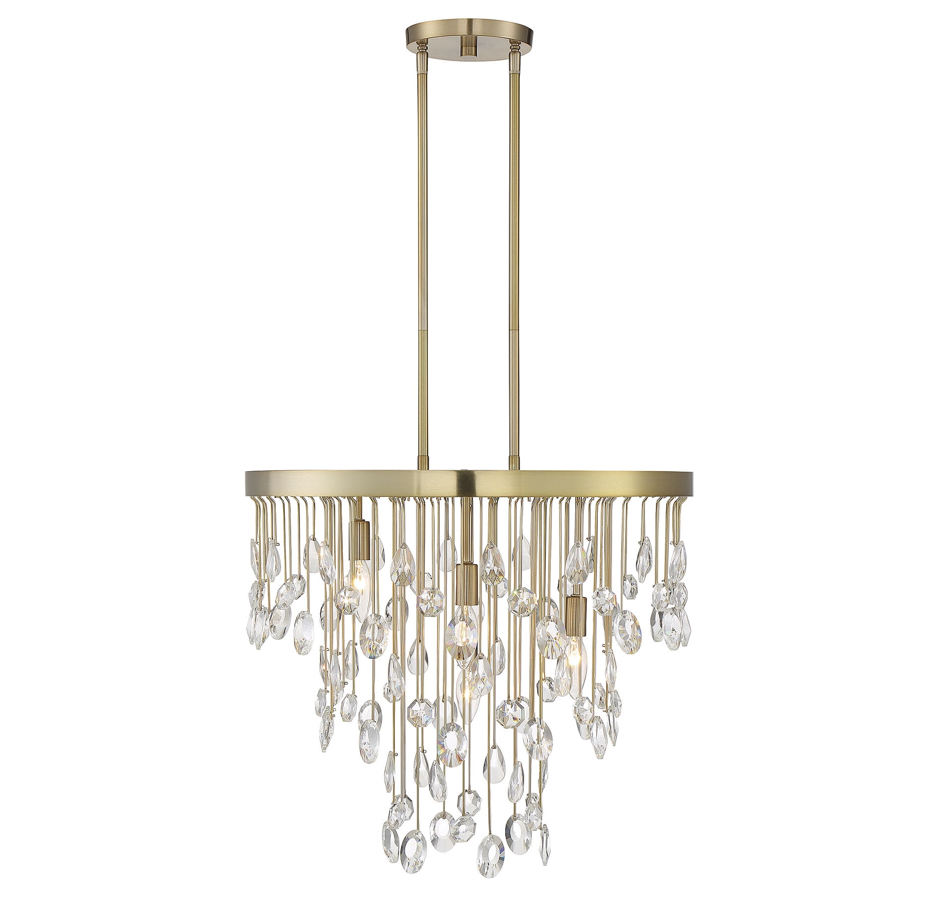 Noble Brass and Crystal 4-Light Adjustable Chandelier