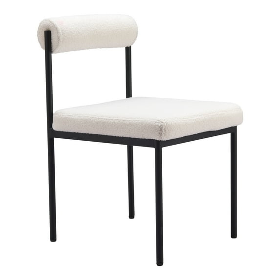 Livorno Dining Chair Ivory Dining Chair, Modern Style, Shearling style fabric, Steel, Indoor Dining