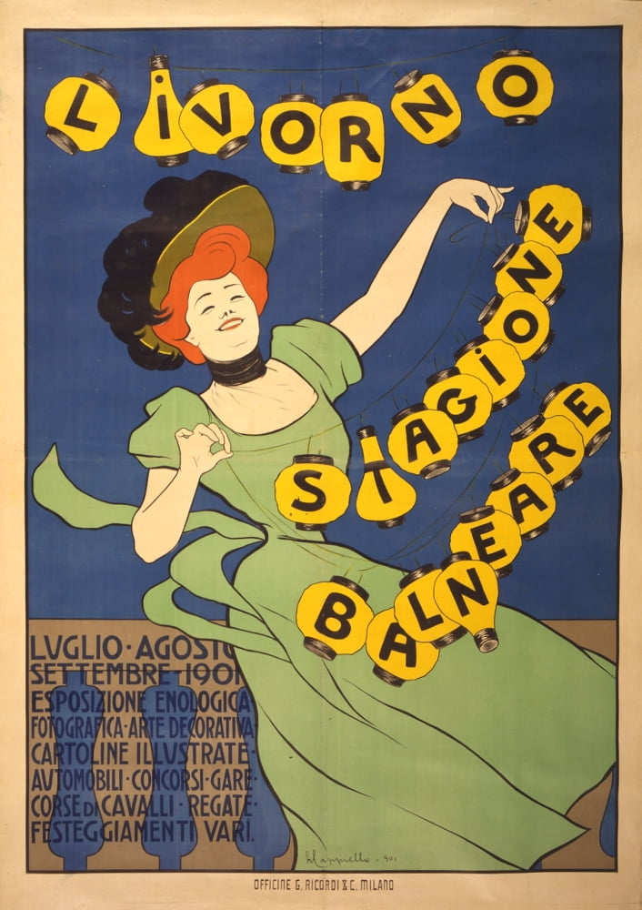Livorno Stagione Balneare 1901 Canvas Art - Leonetto Cappiello (18 x 24)