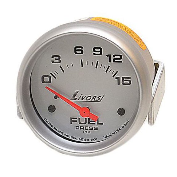 Livorsi Boat Fuel Pressure Gauge LMFPW | 15 PSI 2 5/8 Inch Silver