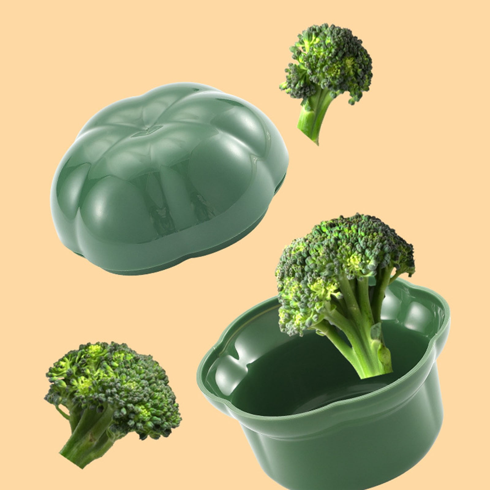 Livrdious Broccoli Preserver Food Storage Box Fruit Vegetable Storage Box Dispenser Box Kitchen Refrigerator Sealing Box Sealed Fresh Box Kitchen Kitchenware Rule School on Clearance