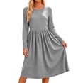 thumbnail image 1 of Livrdious Fall Dresses for Women Long Sleeve A Line Striped Dress Womens Casual Midi Flowy Dresses, 1 of 6