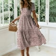 thumbnail image 1 of Livrdious Floral Dresses for Women Summer Casual Flowy A-Line Midi Dress, Lightweight Short Sleeve Square Neck Sundress for Beach Vacation, S-2X, 1 of 6