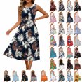 thumbnail image 1 of Livrdious Floral Summer Dresses for Women Casual Sleeveless A-Line Pleated Midi Sun Dresses Casual Beach Flowy Tank Dresses with Pockets, 1 of 6