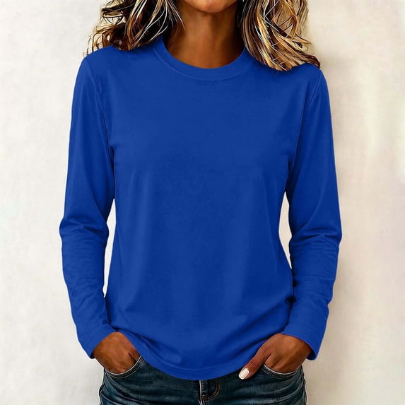 Livrdious Long Sleeve Shirts for Women Cotton Tshirts Crew Neck Basic Tee Loose Fit Casual Womens Fall Layering Tops, S-5X