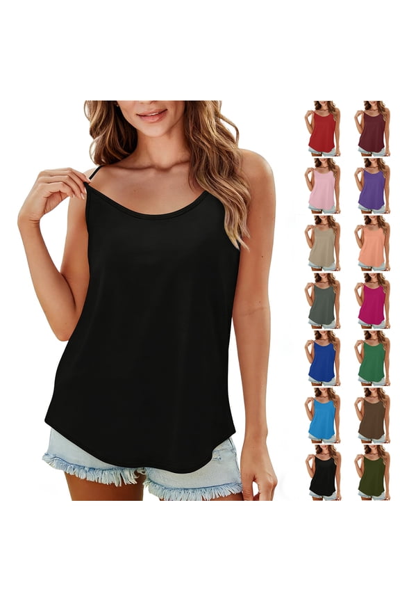 Tank Tops for Women Loose Fit Cami with Adjustable Spaghetti Strap Women's Stretch Silky Soft Tank Casual Summer, S-2X