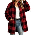 thumbnail image 1 of Livrdious Women Plaid Fleece Jackets Oversized Long Sleeve Outwear Jacket Zipper Warm Fall Winter Coats with Pockets, 1 of 7