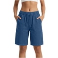 thumbnail image 1 of Livrdious Women's Jean Shorts High Waisted Stretchy Bermuda Denim Shorts Summer Casual Drawstring Elastic Waist Jean Shorts, S-2X, 1 of 7
