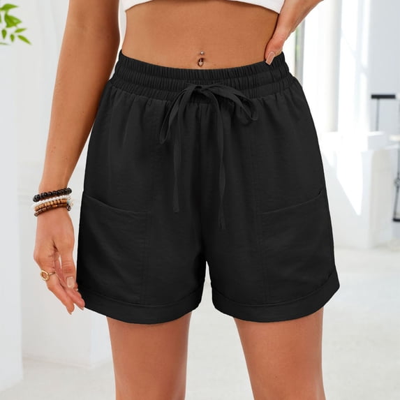 Livrdious Women's Shorts 4" Casual Summer Drawstring Elastic High Waisted Shorts with Pockets, S-2X