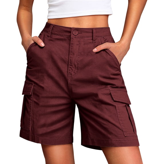 Livrdious Women's Wide Leg Cargo Shorts Casual Relaxed Fit Chino Bermuda Shorts for Women with Elastic Back Waist, 9"Inseam