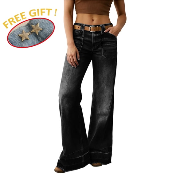 Livrdious Women's and Women's Plus Flare High Rise Jeans Stretchy Wide Leg Jeans Relaxed Fit, 31.5''/32''/32.5''/33.5'' Inseams