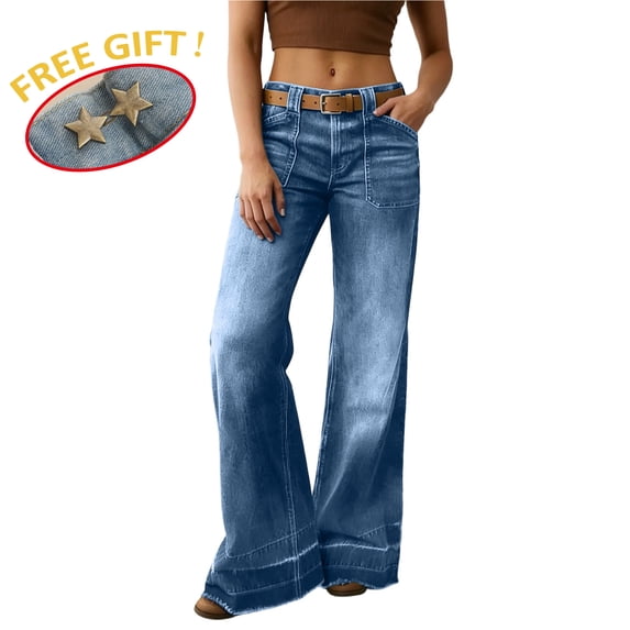 Livrdious Women's and Women's Plus Flare High Rise Jeans Stretchy Wide Leg Jeans Relaxed Fit, 31.5''/32''/32.5''/33.5'' Inseams